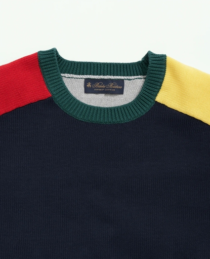 Supima® Crewneck Color-Block Fun Sweater, image 2