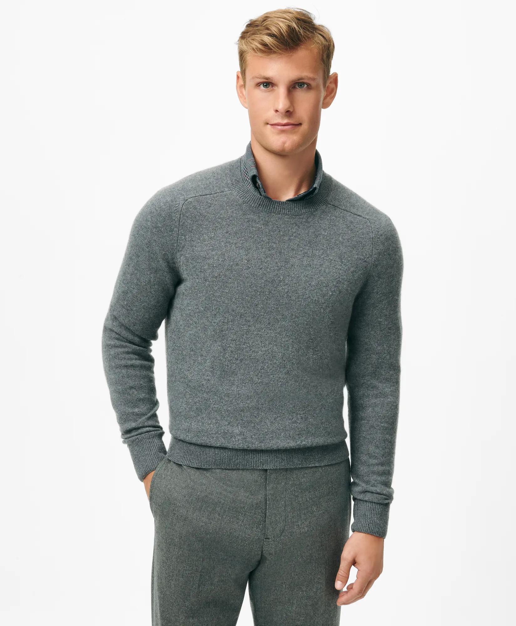 3-Ply Cashmere Crewneck Saddle Shoulder Sweater primary