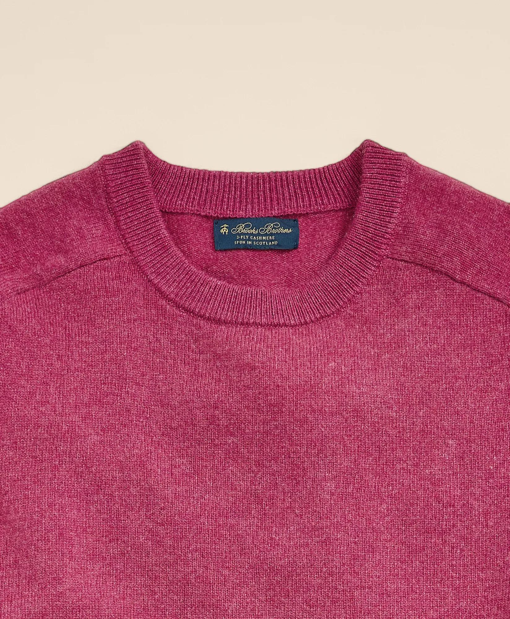3-Ply Cashmere Crewneck Saddle Shoulder Sweater, image 2