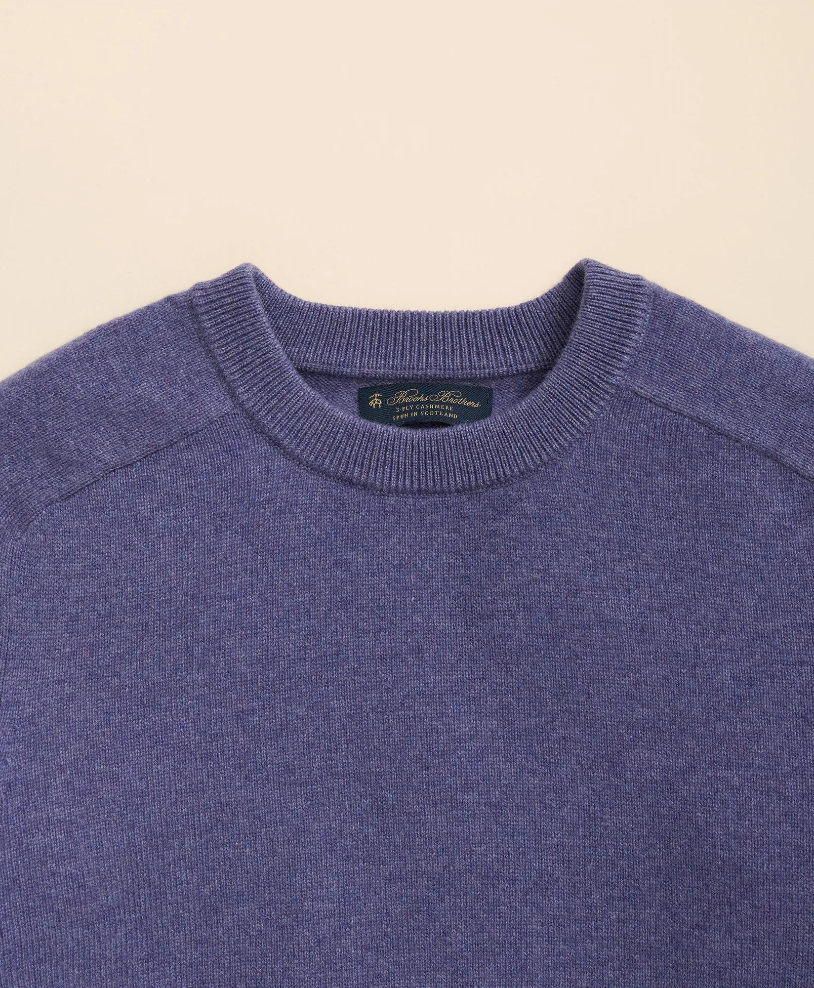 3-Ply Cashmere Crewneck Saddle Shoulder Sweater, image 2