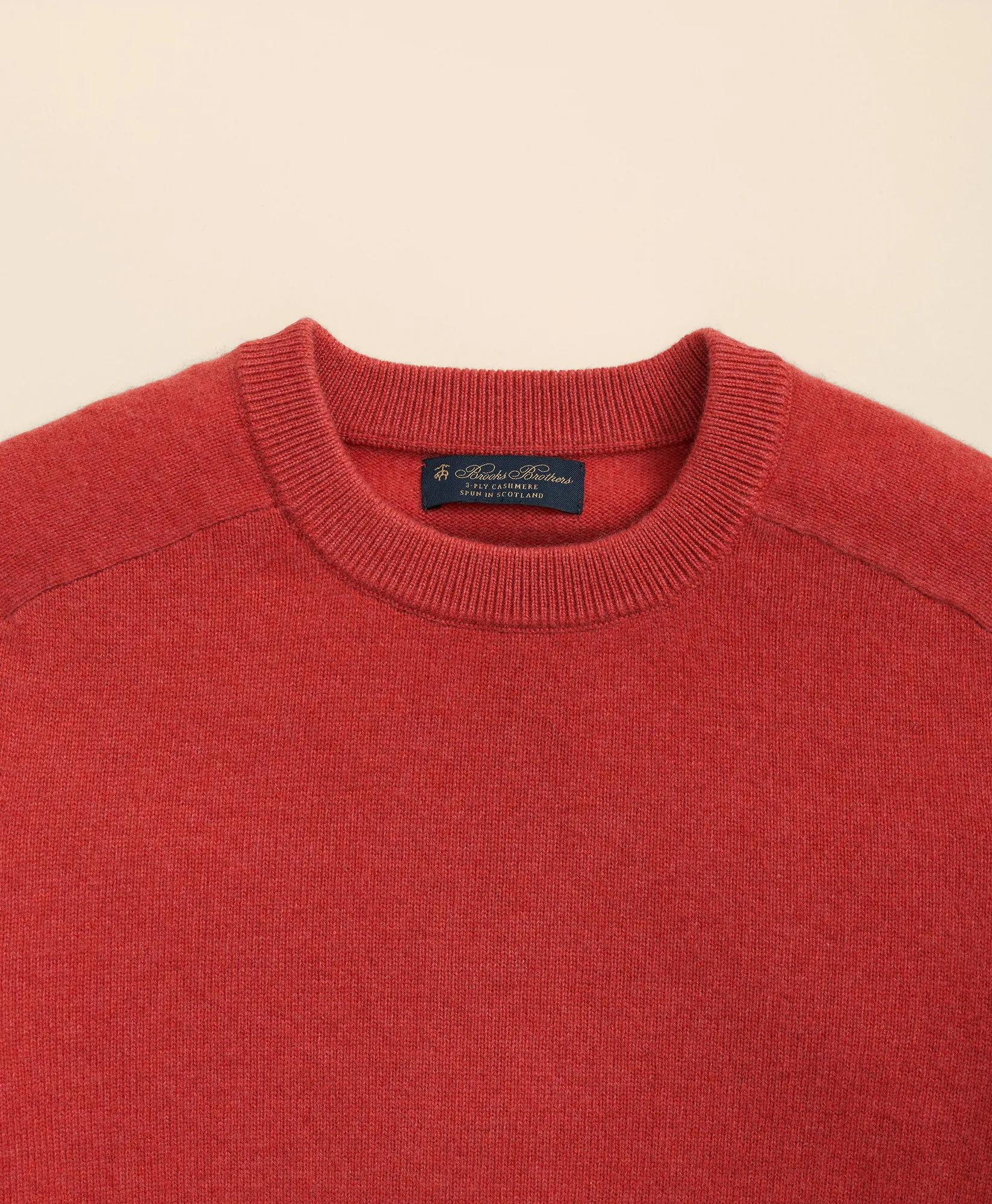 3-Ply Cashmere Crewneck Saddle Shoulder Sweater, image 2