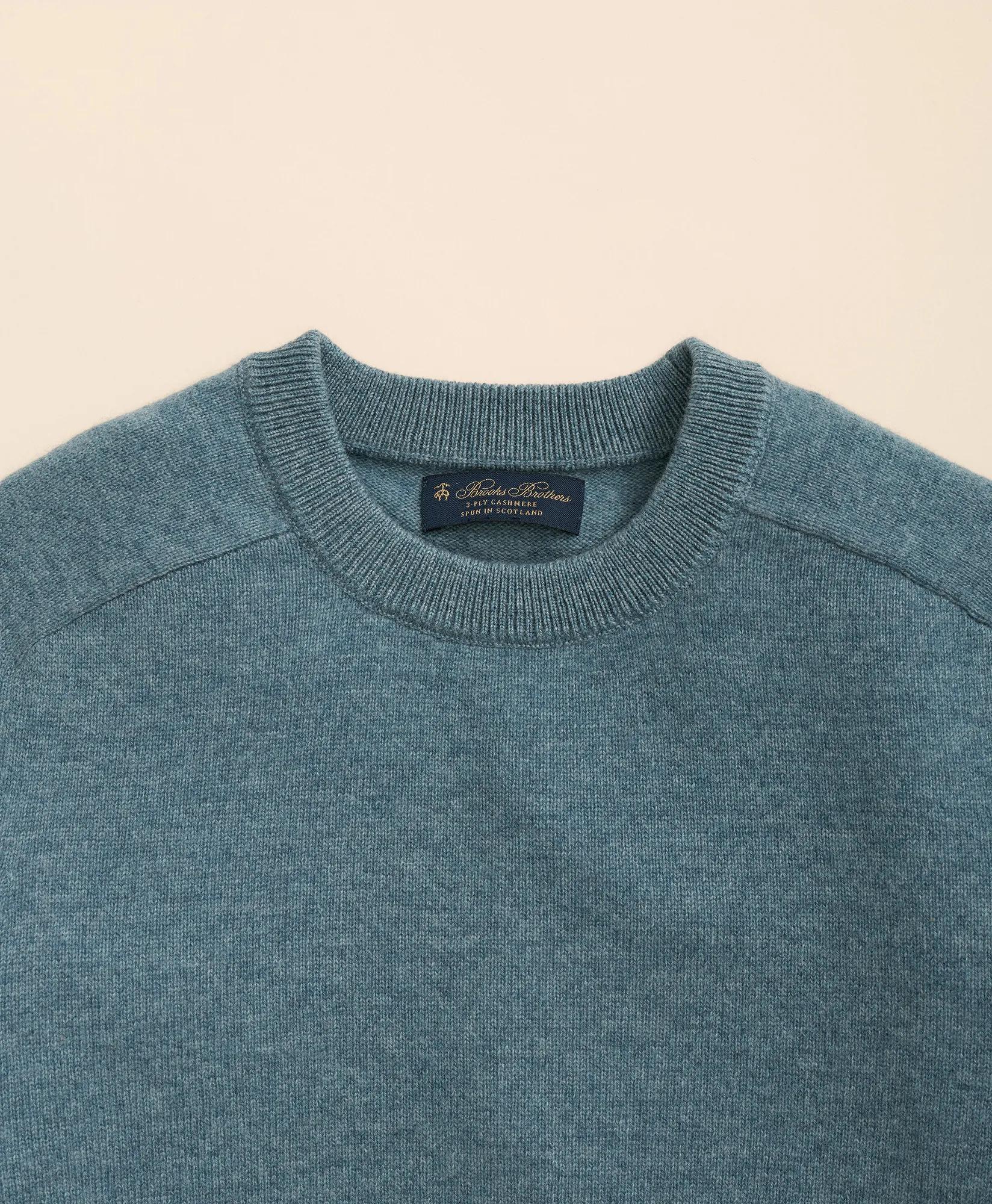 3-Ply Cashmere Crewneck Saddle Shoulder Sweater, image 2