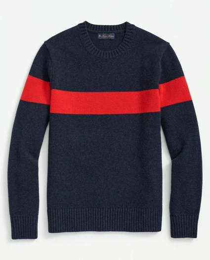 Lambswool Crewneck Chest Striped Sweater, image 1