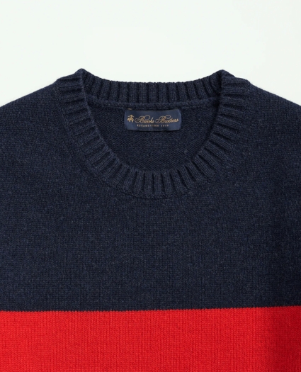 Lambswool Crewneck Chest Striped Sweater, image 2