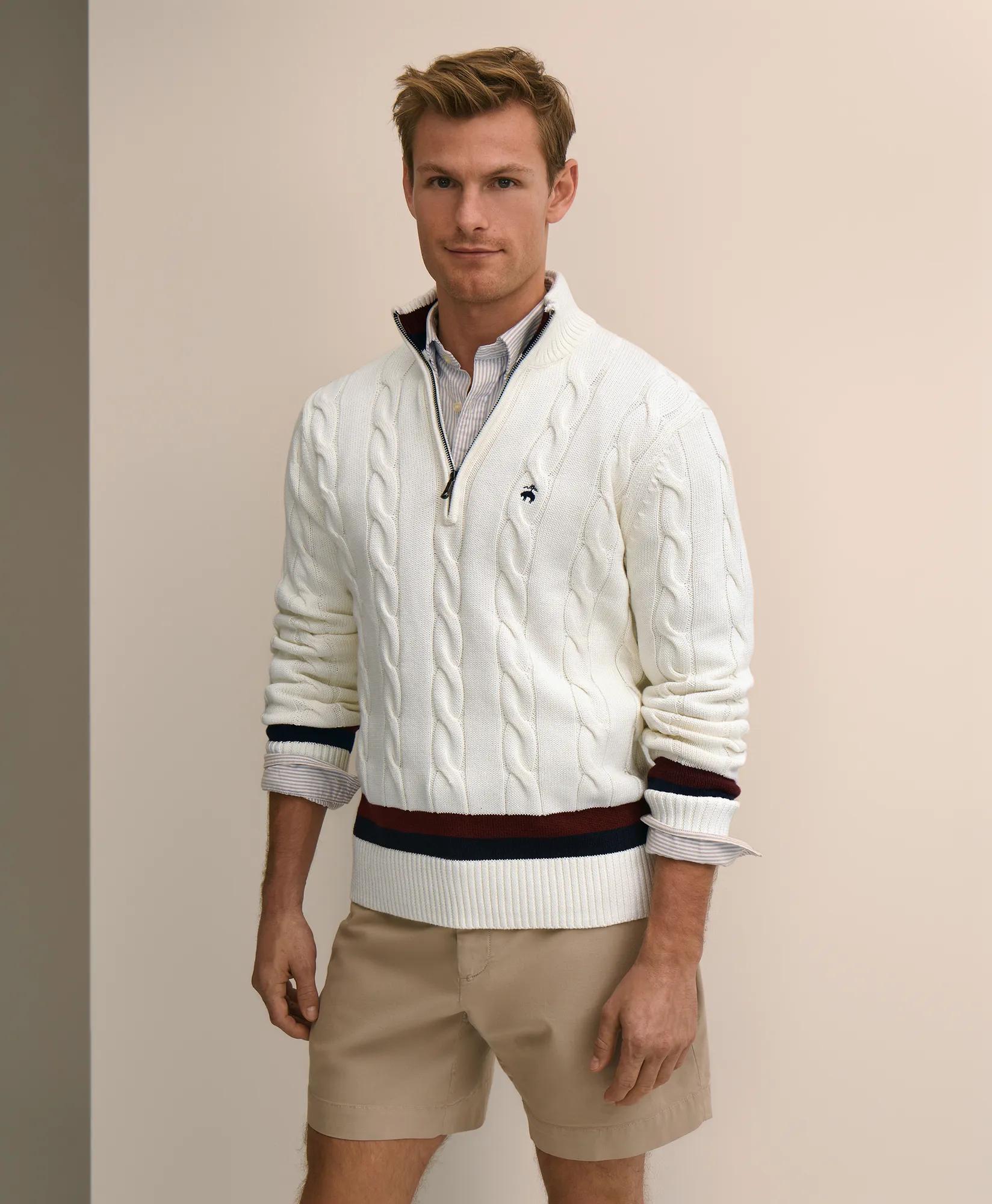 Cable Knit Tennis Quarter-Zip Sweater in Supima Cotton primary