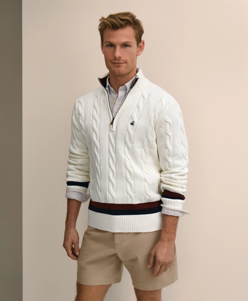 Cable Knit Tennis Quarter-Zip Sweater in Supima&reg; Cotton, image 1
