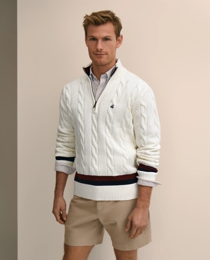 Cable Knit Tennis Quarter-Zip Sweater in Supima&reg; Cotton, image 1