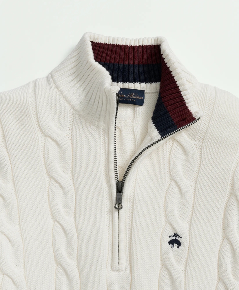Brooks Brothers Cable Knit Tennis Half-Zip Sweater in Supima
