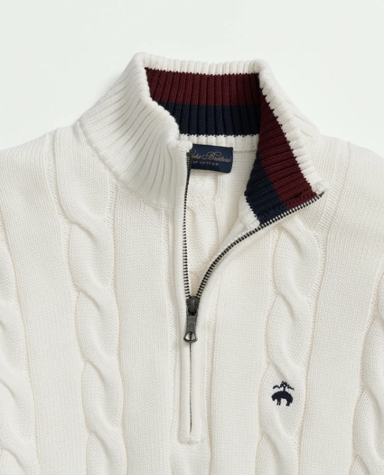 Cable Knit Tennis Half-Zip Sweater in Supima® Cotton, image 2