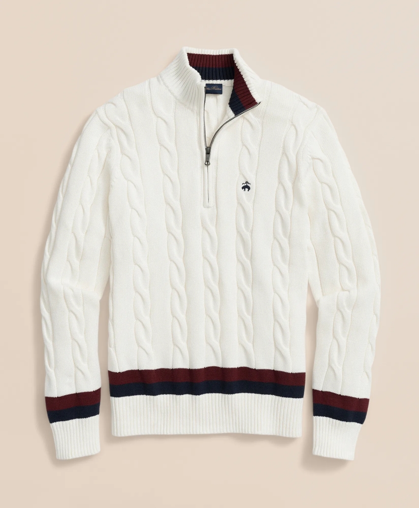 Cable Knit Tennis Quarter-Zip Sweater in Supima&reg; Cotton, image 3