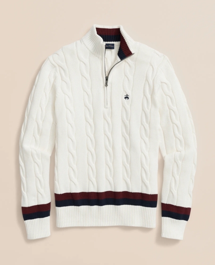 Cable Knit Tennis Quarter-Zip Sweater in Supima&reg; Cotton, image 3