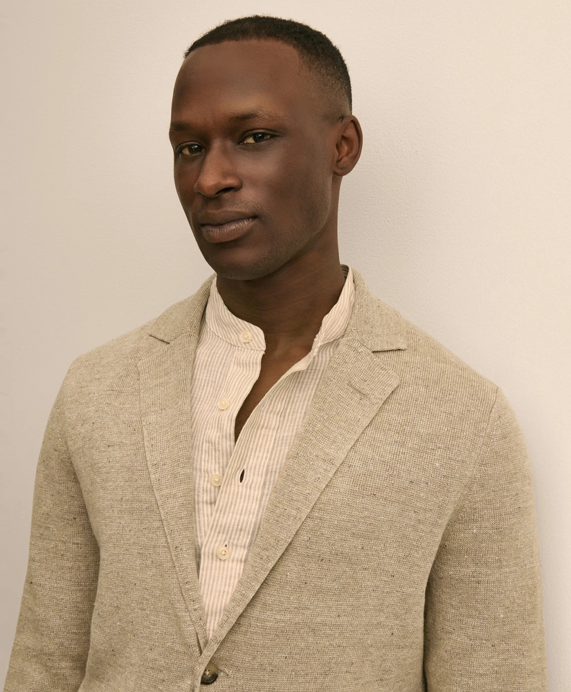 Sweater Blazer In Linen-Cotton Blend, image 4