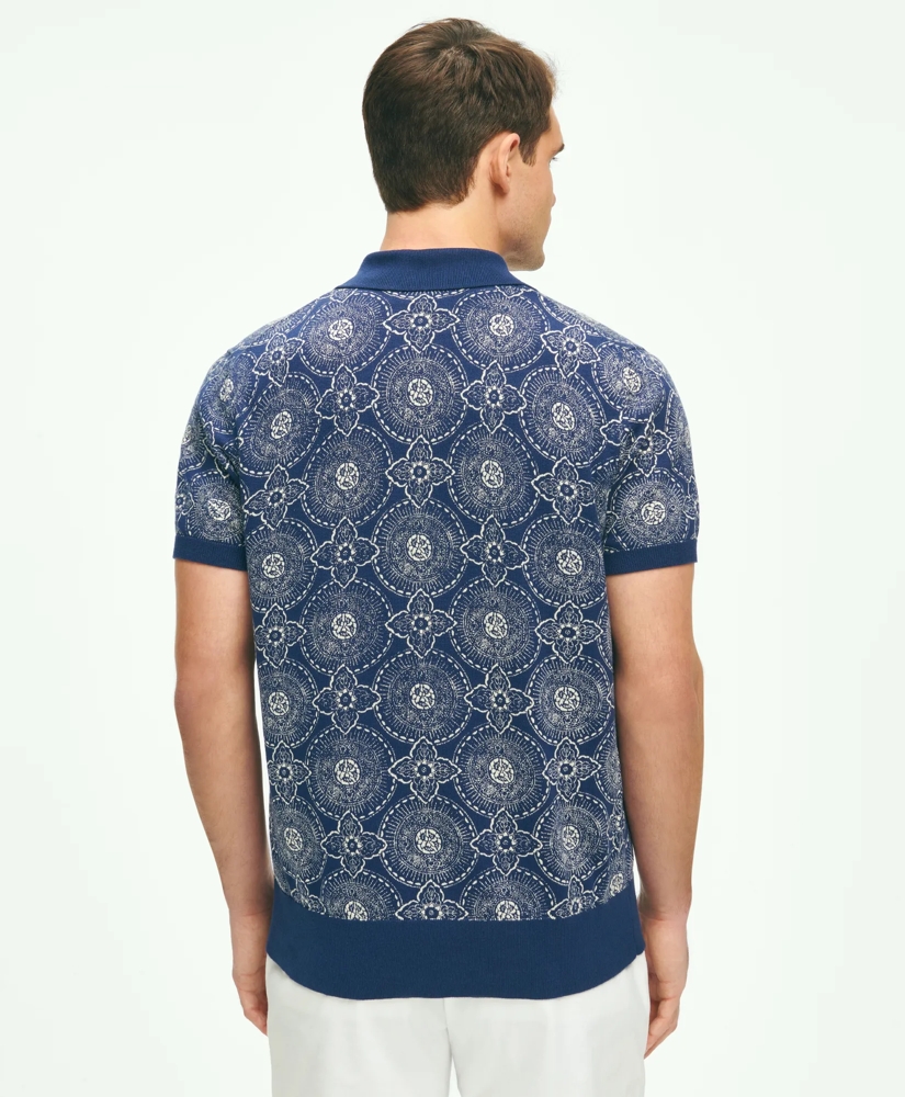 Cotton Polo Cardigan In Batik-Inspired Block Print, image 4