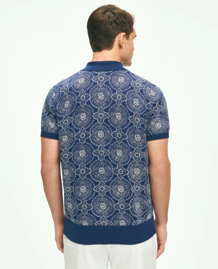 Cotton Polo Cardigan In Batik-Inspired Block Print, image 4