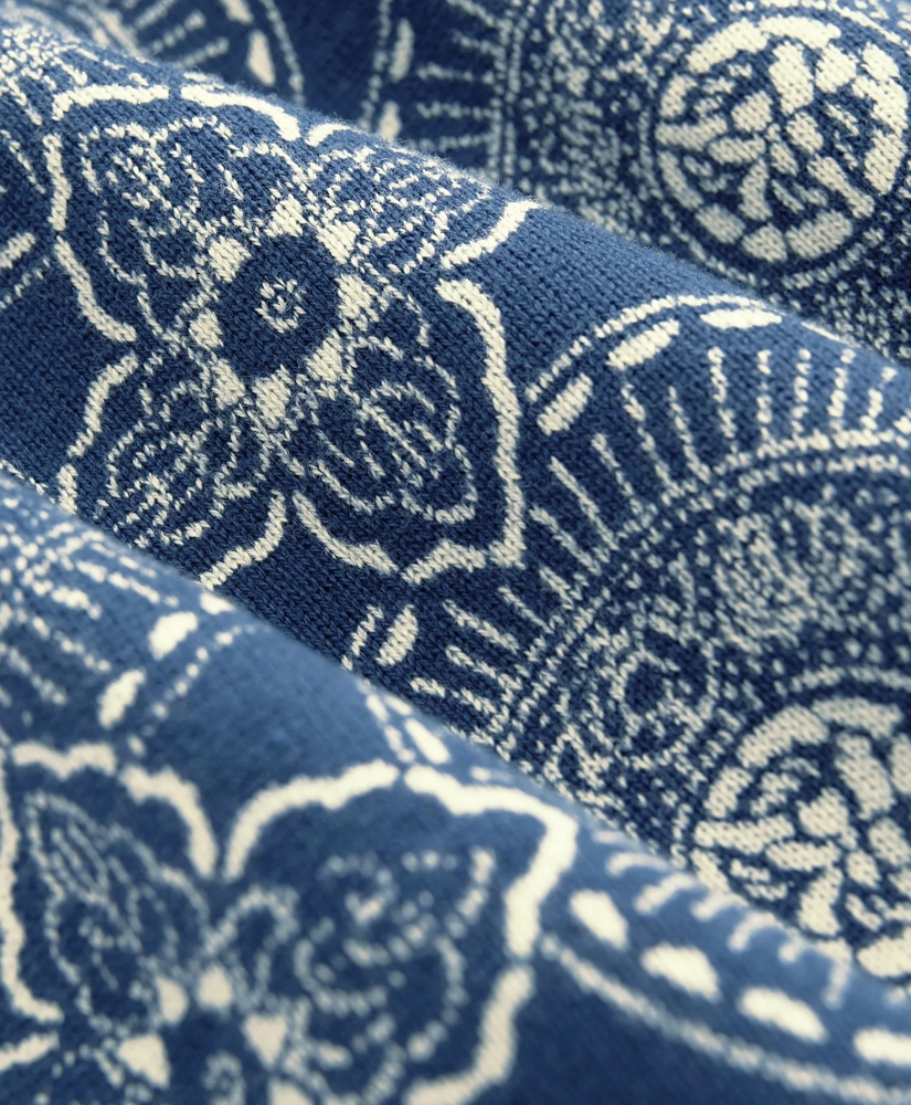 Cotton Polo Cardigan In Batik-Inspired Block Print, image 8