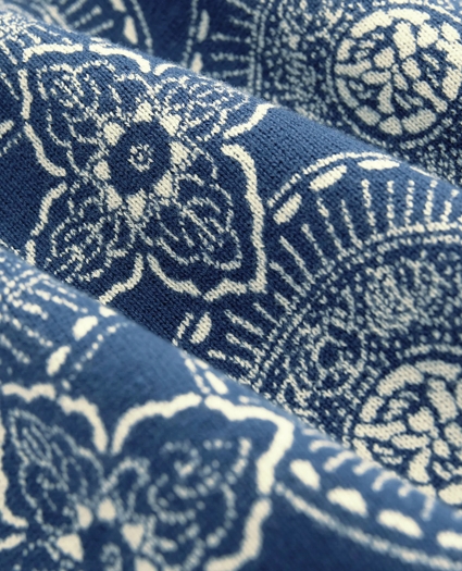 Cotton Polo Cardigan In Batik-Inspired Block Print, image 8