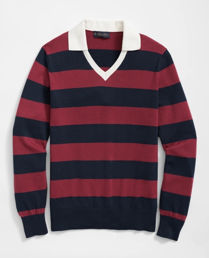 Johnny Collar Polo Sweater In Rugby Stripe Supima® Cotton, image 1