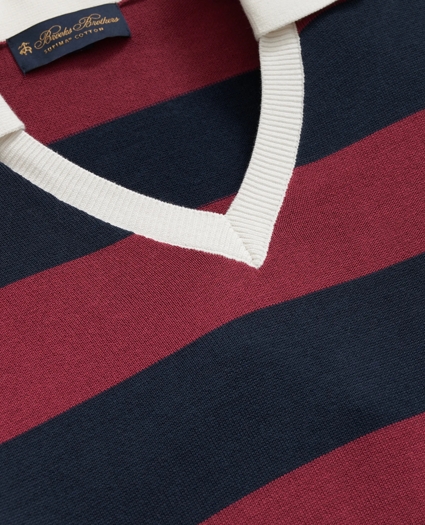 Johnny Collar Polo Sweater In Rugby Stripe Supima® Cotton, image 2