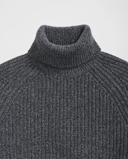 Turtleneck Sweater in English Rib Merino-Cashmere Blend, image 2
