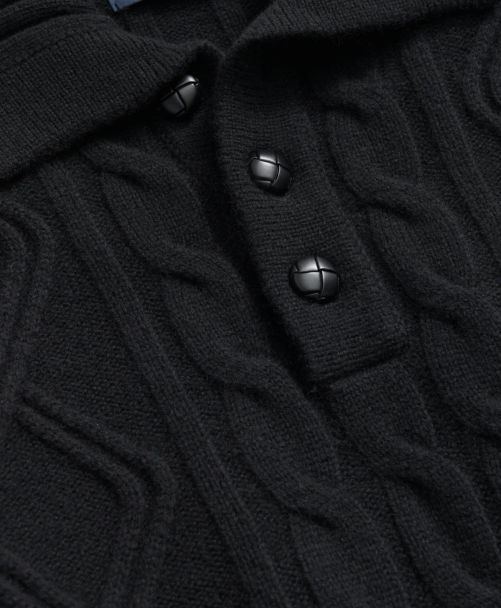 Merino Wool Polo Sweater in Aran Knit, image 2