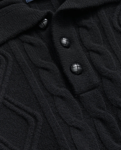Merino Wool Polo Sweater in Aran Knit, image 2