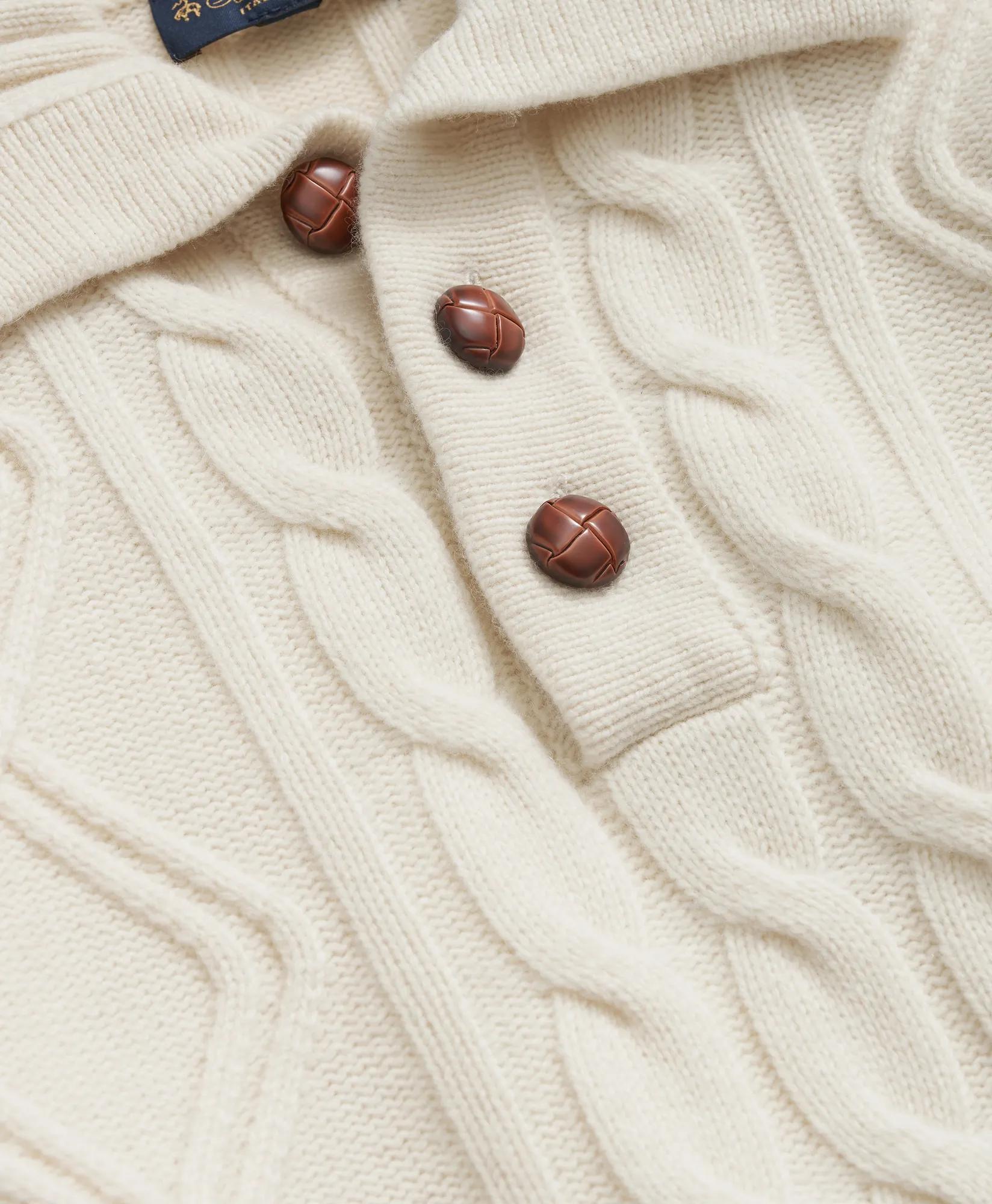 Merino Wool Polo Sweater in Aran Knit, image 2
