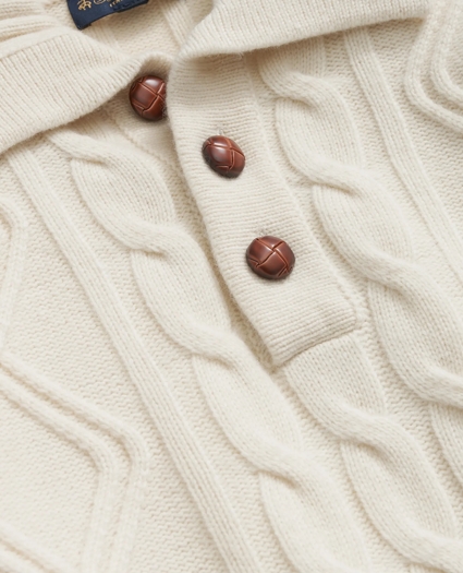 Merino Wool Polo Sweater in Aran Knit, image 2