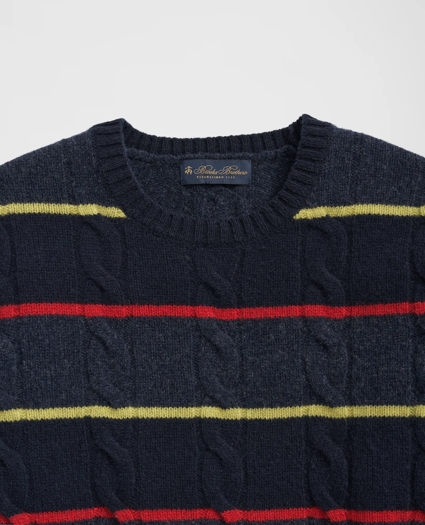 Archive Cable Striped Sweater in Merino Wool, image 2