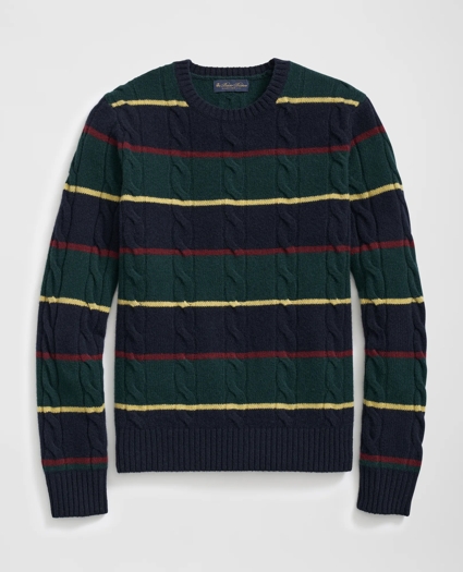 Archive Cable Striped Sweater in Merino Wool, image 1