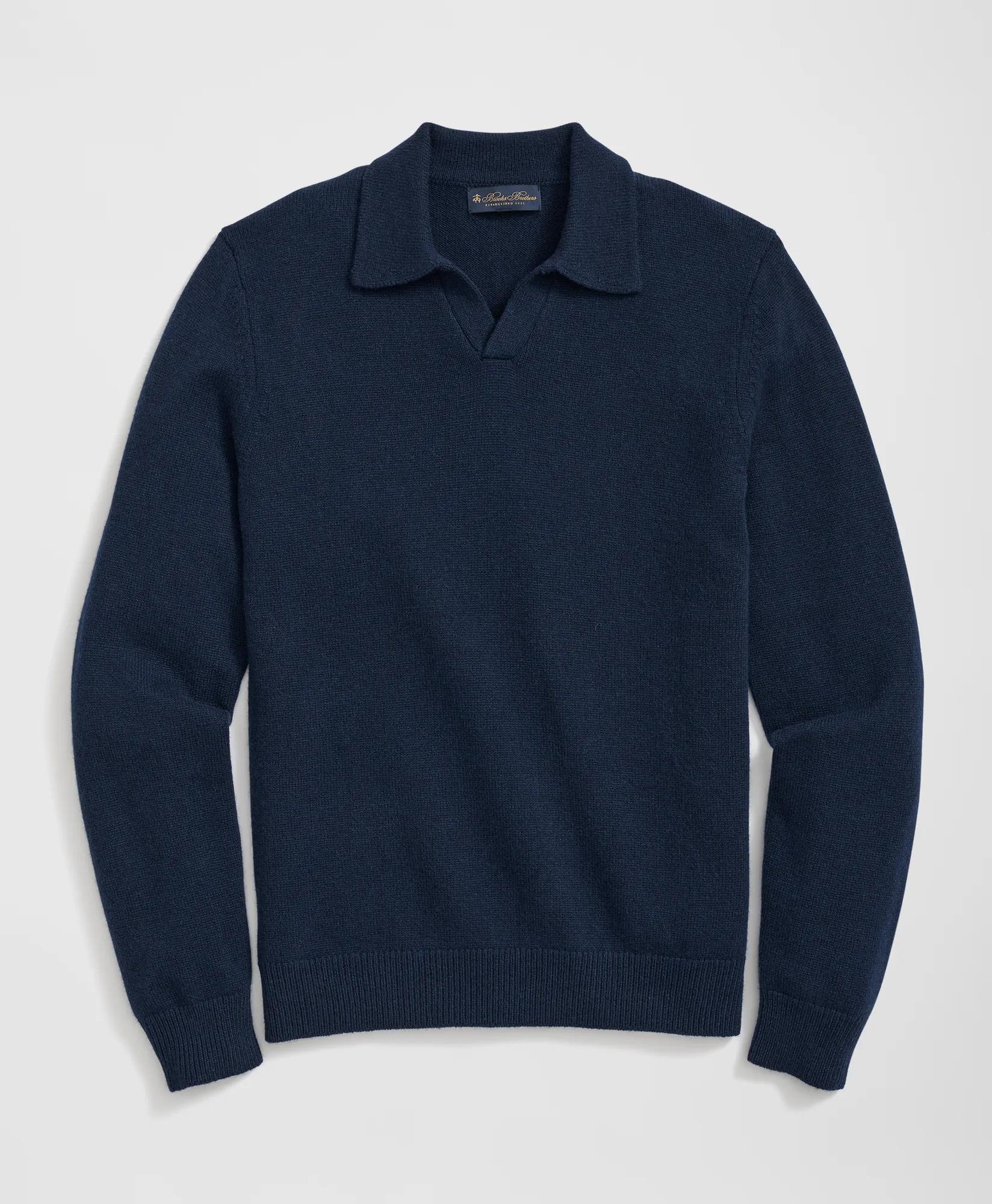 3-Ply Cashmere Jonny Collar Polo Sweater, image 1
