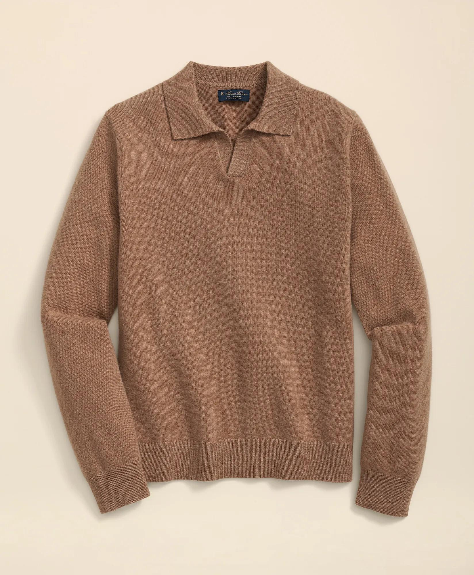 3-Ply Cashmere Jonny Collar Polo Sweater, image 1