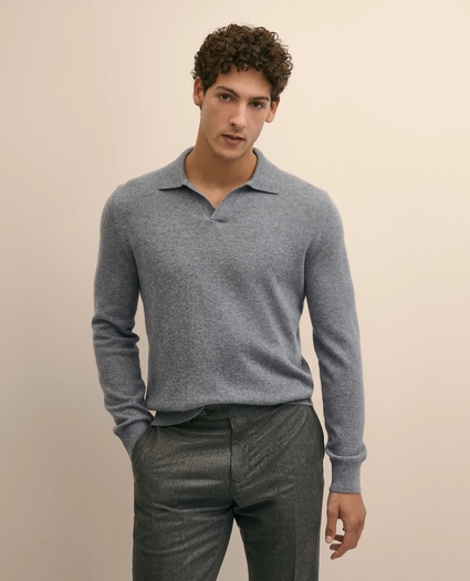 3-Ply Cashmere Jonny Collar Polo Sweater, image 1