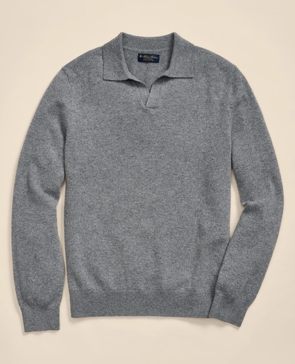 3-Ply Cashmere Jonny Collar Polo Sweater, image 2