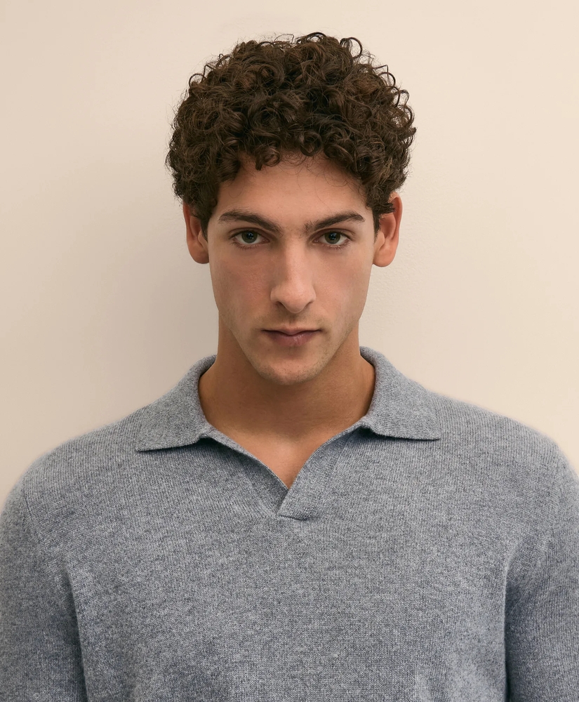3-Ply Cashmere Jonny Collar Polo Sweater, image 3