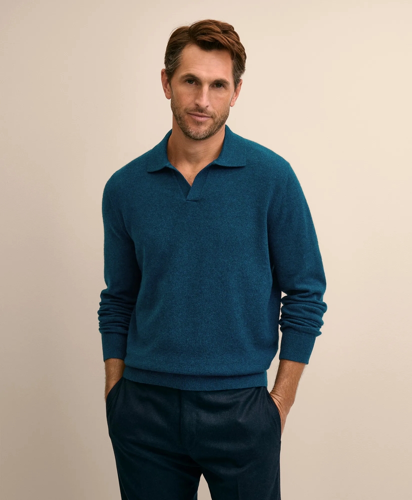 3-Ply Cashmere Jonny Collar Polo Sweater, image 1