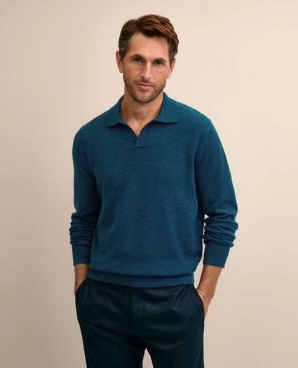 3-Ply Cashmere Jonny Collar Polo Sweater, image 1