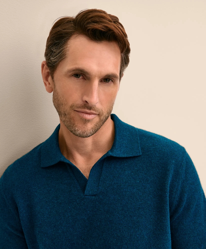 3-Ply Cashmere Jonny Collar Polo Sweater, image 3
