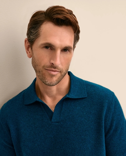 3-Ply Cashmere Jonny Collar Polo Sweater, image 3