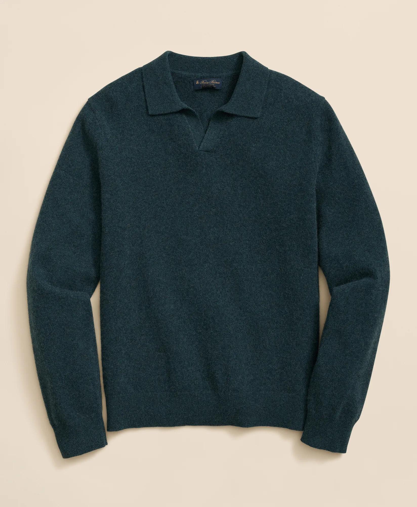 3-Ply Cashmere Jonny Collar Polo Sweater, image 1