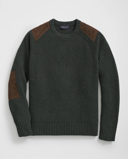 Military Elbow-Patch Sweater in Merino Wool-Cashmere, image 1