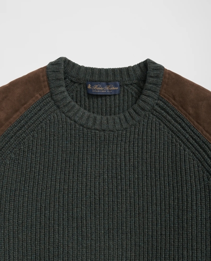 Military Elbow-Patch Sweater in Merino Wool-Cashmere, image 2