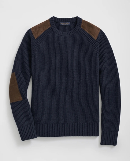 Military Elbow-Patch Sweater in Merino Wool-Cashmere, image 1