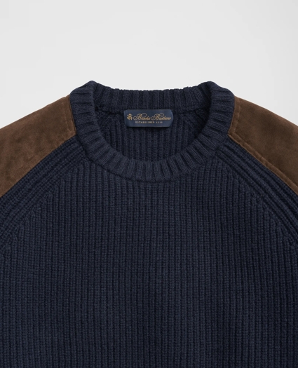 Military Elbow-Patch Sweater in Merino Wool-Cashmere, image 2