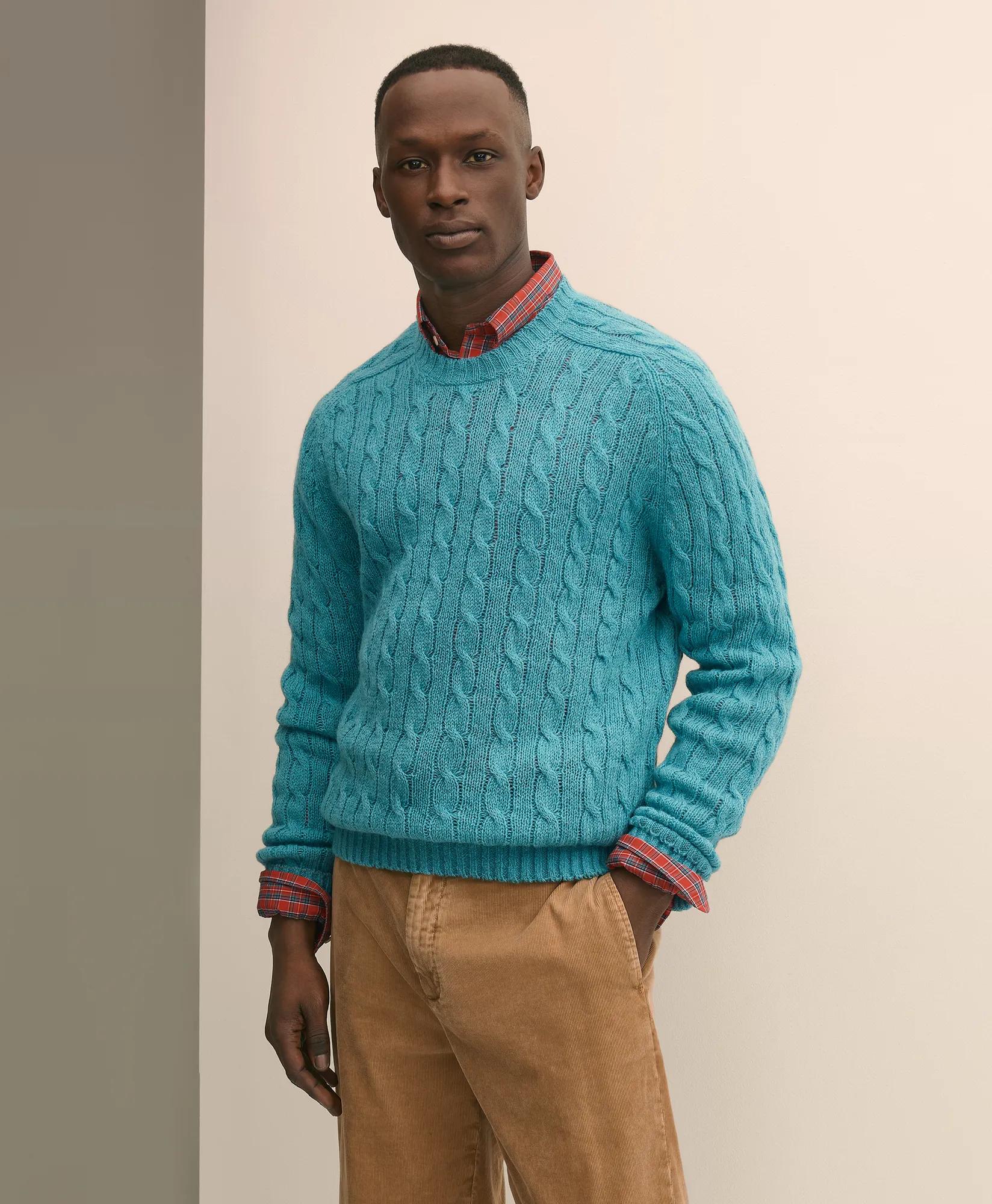 Cable Crewneck Sweater in Shetland Wool primary