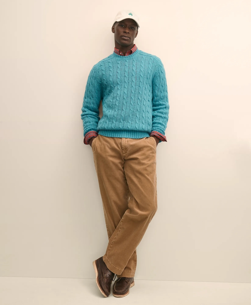 Cable Crewneck Sweater in Shetland Wool, image 2
