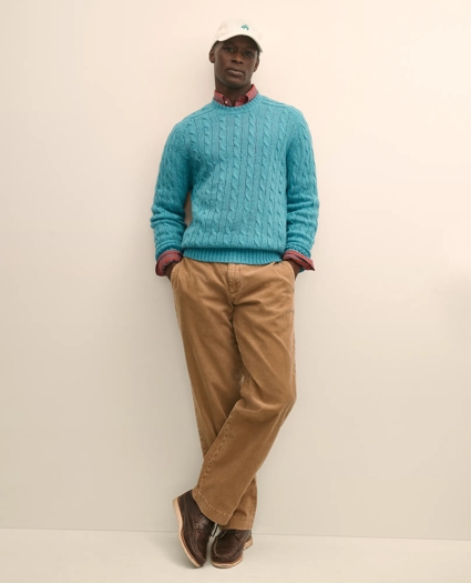 Cable Crewneck Sweater in Shetland Wool, image 2