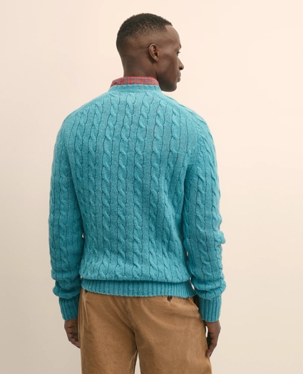 Cable Crewneck Sweater in Shetland Wool, image 4
