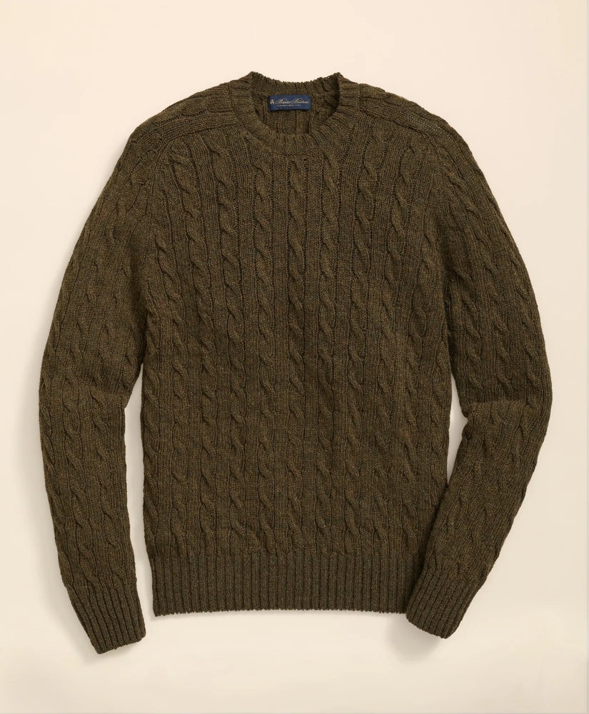 Cable Crewneck Sweater Shetland Wool