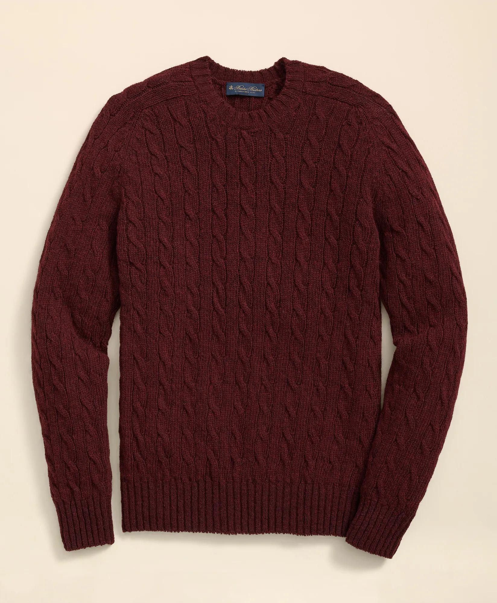 Cable Crewneck Sweater in Shetland Wool, image 1
