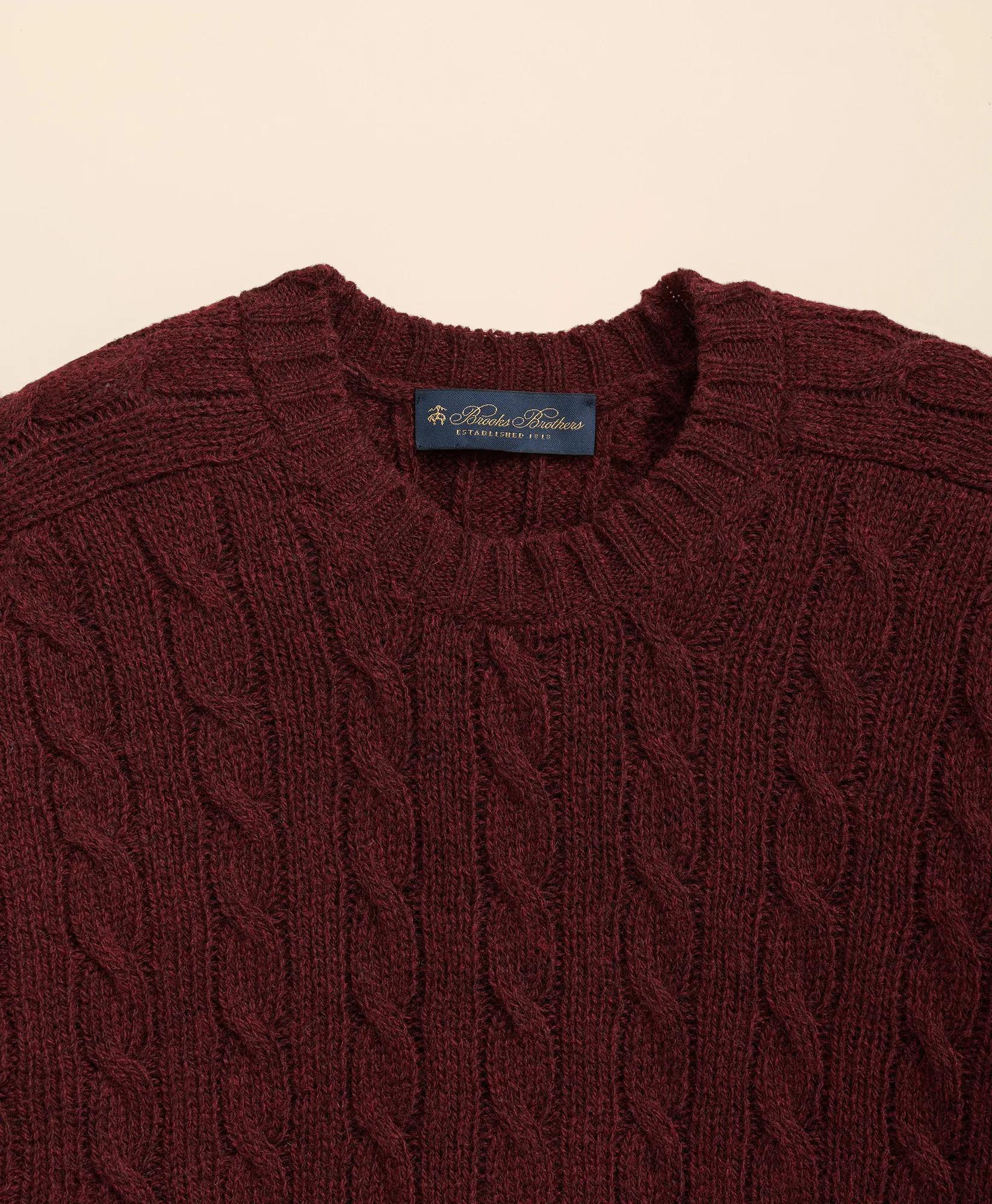 Cable Crewneck Sweater in Shetland Wool, image 2
